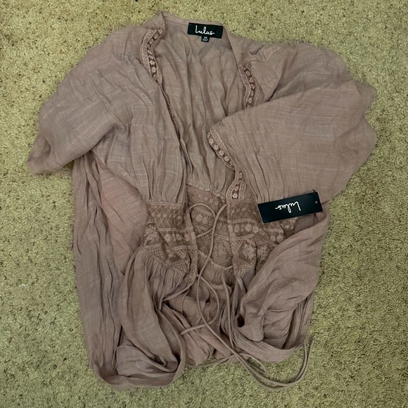 Lulus Carried Away Mauve Embroidered Maxi Top Cadigan Coverup NWT - Picture 5 of 14